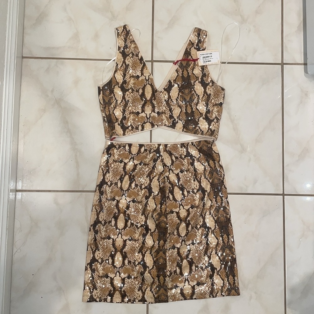 NWT RAGA Two Piece Slither Snake Print sequence set Cropped Tank & Pencil Skirt  - Picture 13 of 13